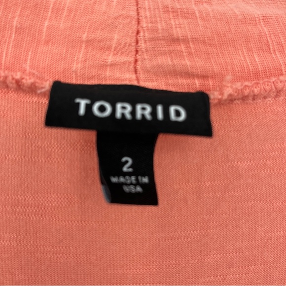 Torrid Plus Size Coral Long Sleeve Open Front Cardigan Lightweight Size 2 - Picture 3 of 4